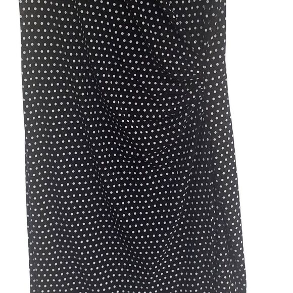 Norma Kamali Black White Polka Dot Faux Wrap Dress S Stretch Retro Style Deep V - Picture 4 of 6
